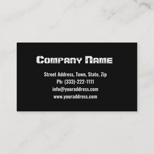 Zwarte vuurwapens visitekaartje (Achterkant)