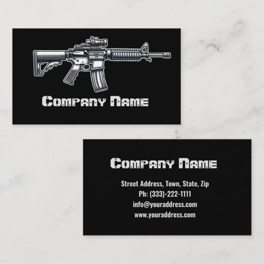 Zwarte vuurwapens visitekaartje (Voorkant / Achterkant)