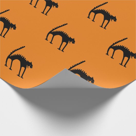 ZWARTE WACK-SCAREDY CAT-Wrapping met ORANJE Cadeaupapier (Hoek)