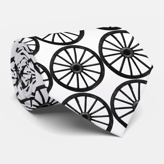 ZWARTE WACK Wheel-STROPDAS-ON WHITE Stropdas (Opgerold)