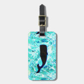 zwarte wal blauwe Thunder_Cove Bagagelabel (Voorkant verticaal)