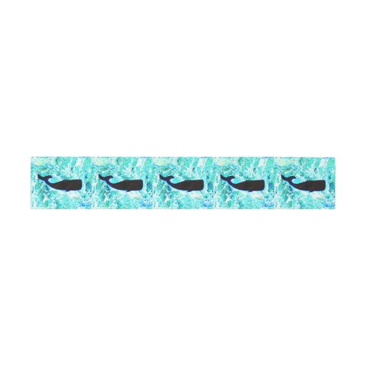 zwarte walvis blauw uitnodigingen wikkel (Vlak)