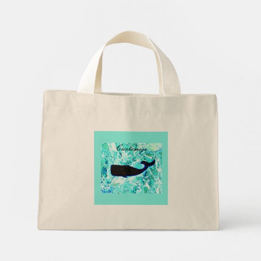 zwarte walvis onderwater mini tote bag (Achterkant)