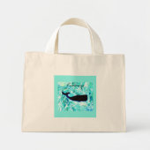 zwarte walvis onderwater mini tote bag (Voorkant)