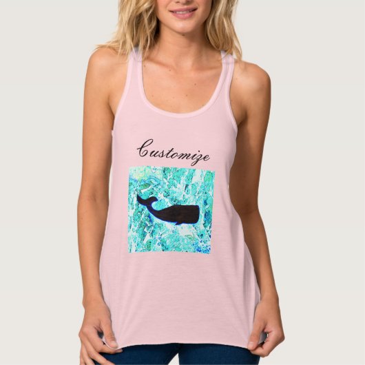 zwarte walvis op blauw zee Thunder_Cove Tanktop (Voorkant)
