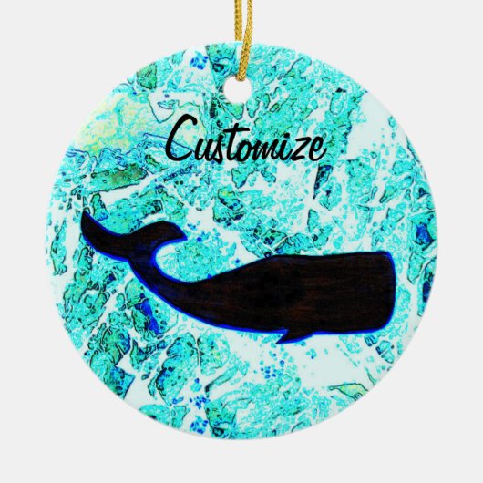 zwarte walvis op maat van Thunder_Cove Keramisch Ornament (Voorkant)