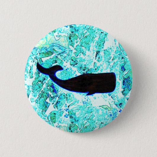 zwarte walvis ronde button 5,7 cm (Voorkant)