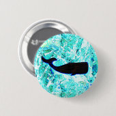 zwarte walvis ronde button 5,7 cm (Voorkant /achterkant)