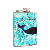 zwarte walvis zwemt blauw heupfles (Rechts)