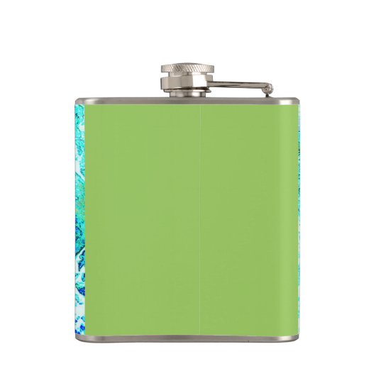 zwarte walvis zwemt blauw heupfles (Achterkant)