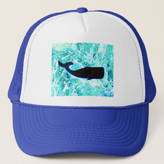 zwarte walvis zwemt trucker pet (Voorkant)