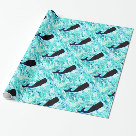 zwarte walvissen Blauw Thunder_Cove Cadeaupapier (Uitgerold)