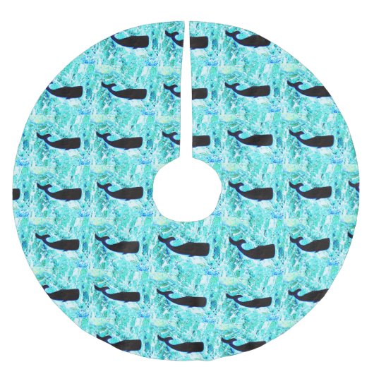 zwarte walvissen Blauw Thunder_Cove Kerstboom Rok (Voorkant)