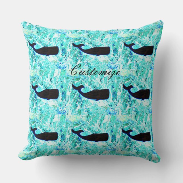 Zwarte walvissen Blauw Thunder_Cove Kussen (Voorkant)