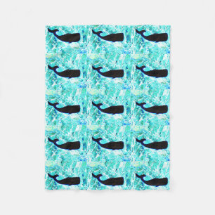 zwarte walvissen onder water fleece deken