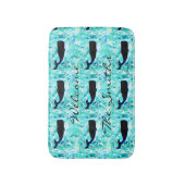 zwarte walvissen op blauwe Thunder_Cove Badmat (Voorkant Verticaal)