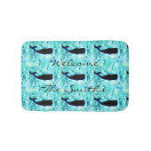 zwarte walvissen op blauwe Thunder_Cove Badmat (Voorkant)