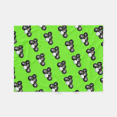 Zwarte wand en Kat op groen, Fleece Deken (Voorkant (Horizontaal))