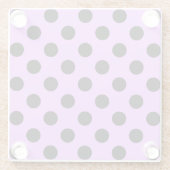 Zwarte wandelpunten op lila glazen onderzetter (Achterkant)
