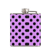 Zwarte wandelpunten op lila heupfles (Achterkant)