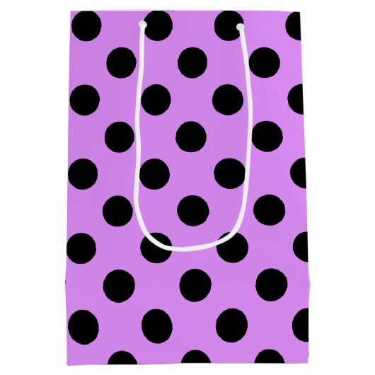 Zwarte wandelpunten op lila medium cadeauzakje (Achterkant)
