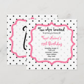 Zwarte wandelwand- en roze verjaardag kaart (Voorkant / Achterkant)