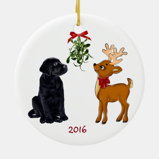 Zwarte Wasboog en rendierkerstversiering Keramisch Ornament (Achterkant)