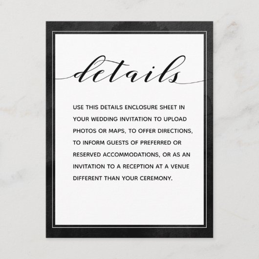 Zwarte waskalligrafie — Specificaties Informatiekaartje (Voorkant)