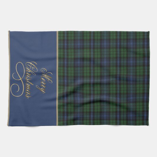 Zwarte Watch Oude Kerst Keukenhanddoek (Horizontaal)