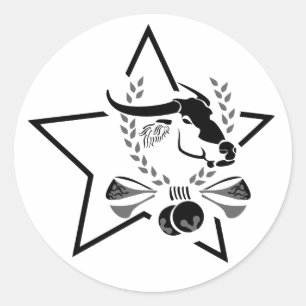Zwarte waterbuffel Carabao in een zwarte ster Ronde Sticker