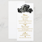 Zwarte Watercolor Rozen Elegant Huwelijksmenu Menu (Voorkant / Achterkant)