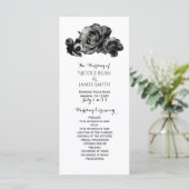 Zwarte Watercolor Rozen Elegant Trouwprogramma Programmakaart (Staand voorkant)