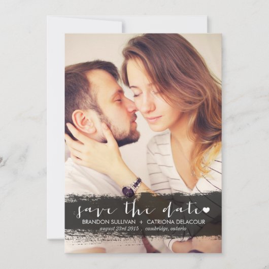 ZWARTE WATERCOLOR SPAT SAVE THE DATE-AANKONDIGING DATE (Voorkant)