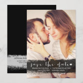 ZWARTE WATERCOLOR SPAT SAVE THE DATE-AANKONDIGING DATE (Voorkant / Achterkant)