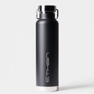 Zwarte waterfles gepersonaliseerd met jouw naam.