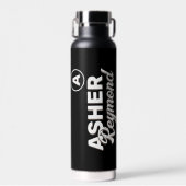 Zwarte waterfles met naam (Voorkant)
