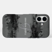 Zwarte waterverf abstract schilderij grijs monogra Case-Mate iPhone case (Achterkant (horizontaal))