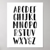 Zwarte Waterverf Alphabet ABC Nursery Decor Poster (Voorkant)