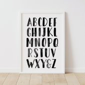 Zwarte Waterverf Alphabet ABC Nursery Decor Poster