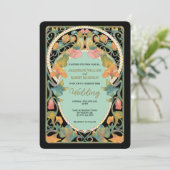 Zwarte Waterverf Art Nouveau Huwelijksuitnodiging Kaart (Staand voorkant)
