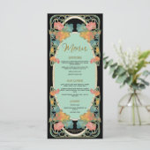Zwarte Waterverf Art Nouveau Wedding Menu (Staand voorkant)