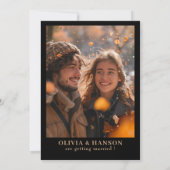 Zwarte waterverf bloemen Fotoval Bruiloftszwart Save The Date (Achterkant)