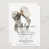 Zwarte Waterverf Bow Verjaardagsfeestje Vrouw Kaart (Voorkant / Achterkant)