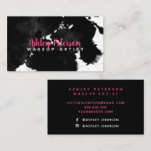 zwarte waterverf brushtrokes make-up typografie visitekaartje (Voorkant / Achterkant)