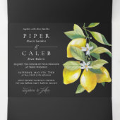 Zwarte Waterverf Citrus Citrus Lemon Blossom Bruil Drieluik Uitnodiging (Binnenkant midden)