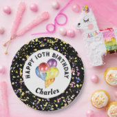 Zwarte  Waterverf Confetti Verjaardag Papieren Bordje (Feest)