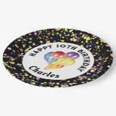 Zwarte  Waterverf Confetti Verjaardag Papieren Bordje (Gekanteld)