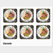 Zwarte Waterverf Confetti Verjaardag Vierkante Sticker (Vel)