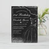 Zwarte Waterverf Dress & Glam Edge 21st verjaardag Kaart (Staand voorkant)