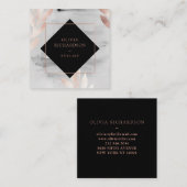 Zwarte Waterverf en Faux Roos Gold Leaves Vierkante Visitekaartje (Voorkant / Achterkant)
